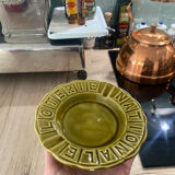 Green ashtray khaki olive National Lottery, Gien france, empty vintage pocket, France