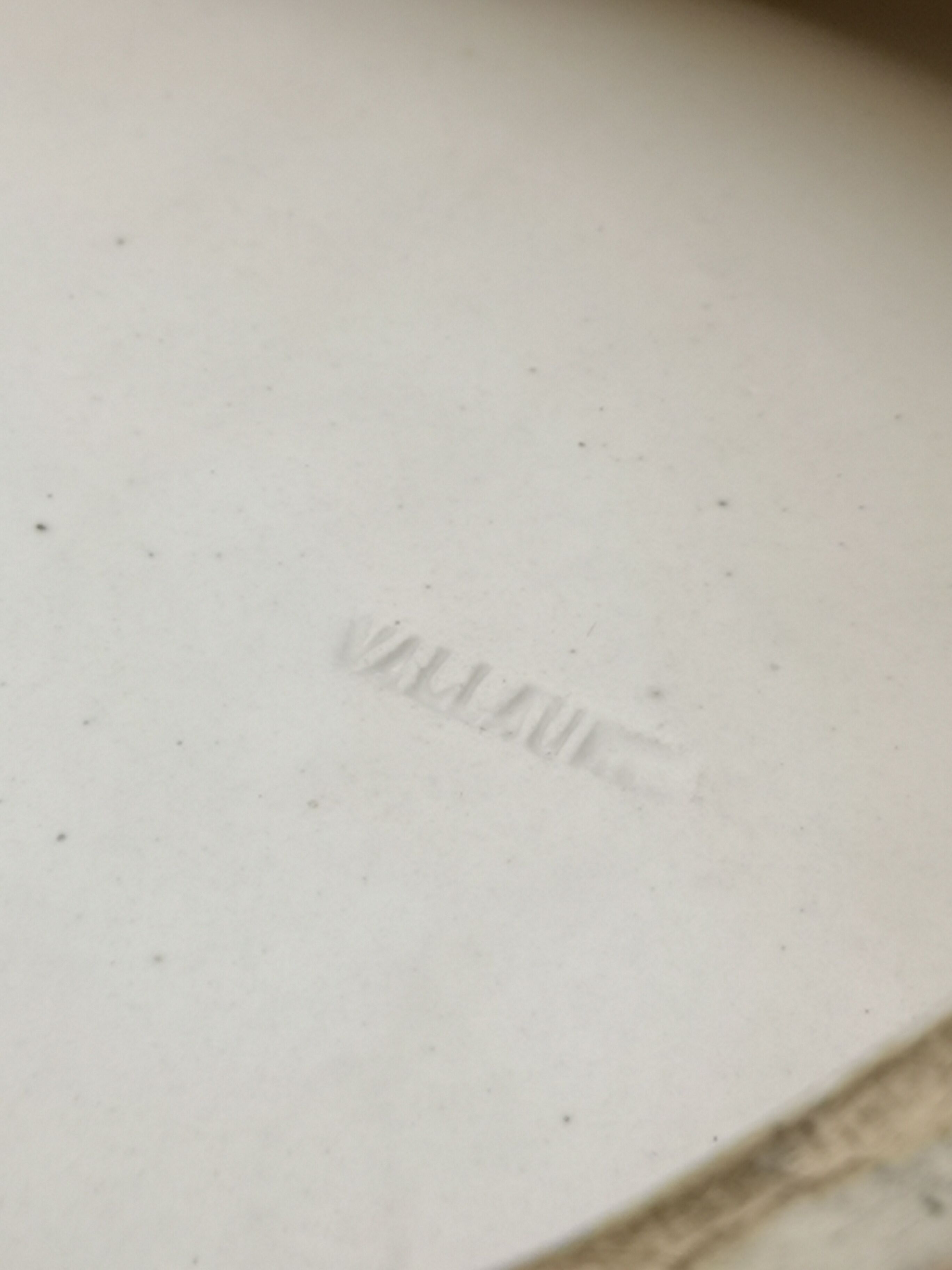 Large cut or flat Vallauris Grandjean Jourdan ceramic faux vintage wood