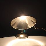 1950s Industrial Chrome & Wood Table Lamp with Ceramic Switch, Czechoslovakia
