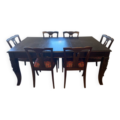 Table de salle à manger et 6 chaises Art déco