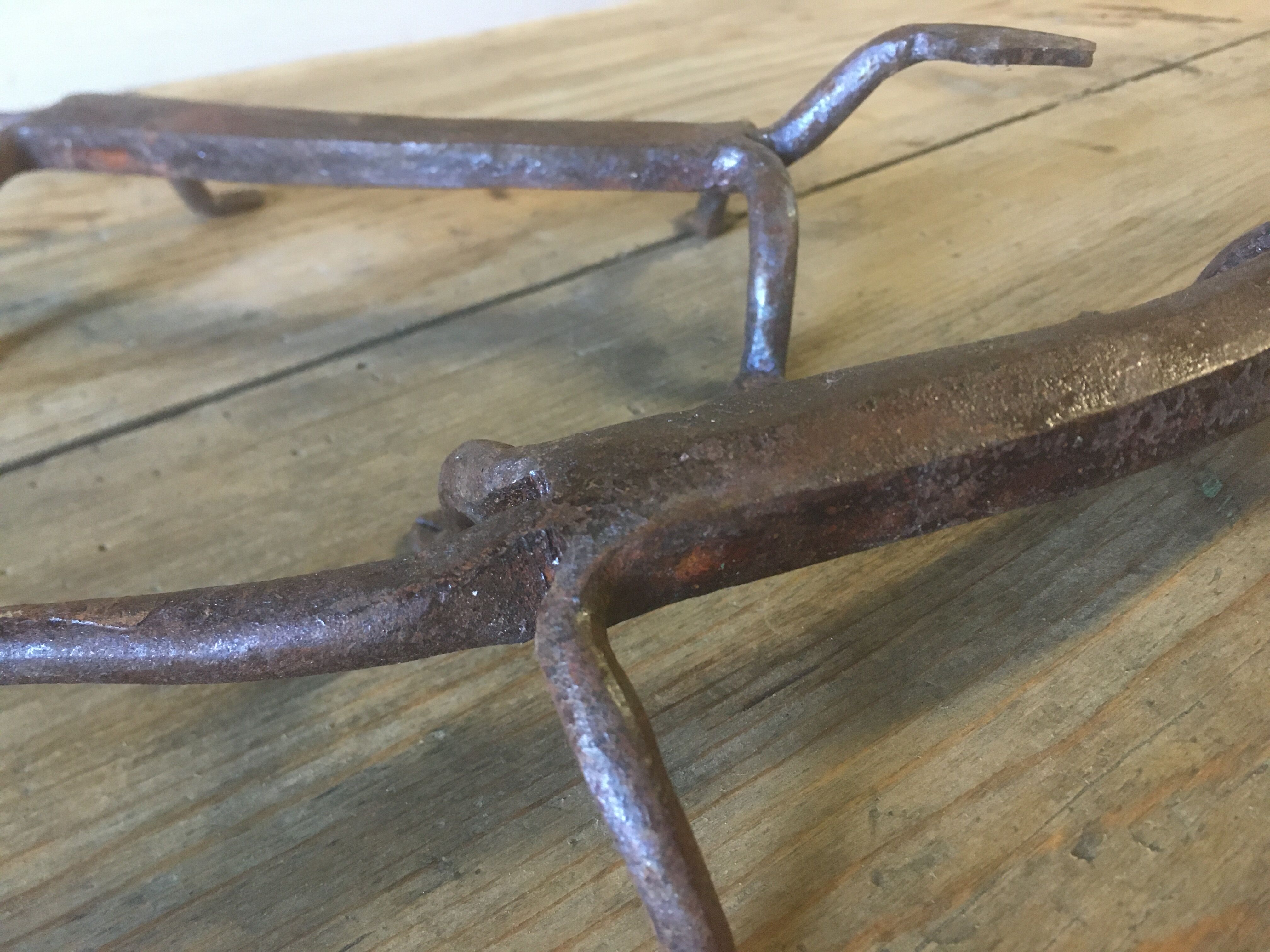 Door handles "Lizards" in handcrafted recycled wrought iron