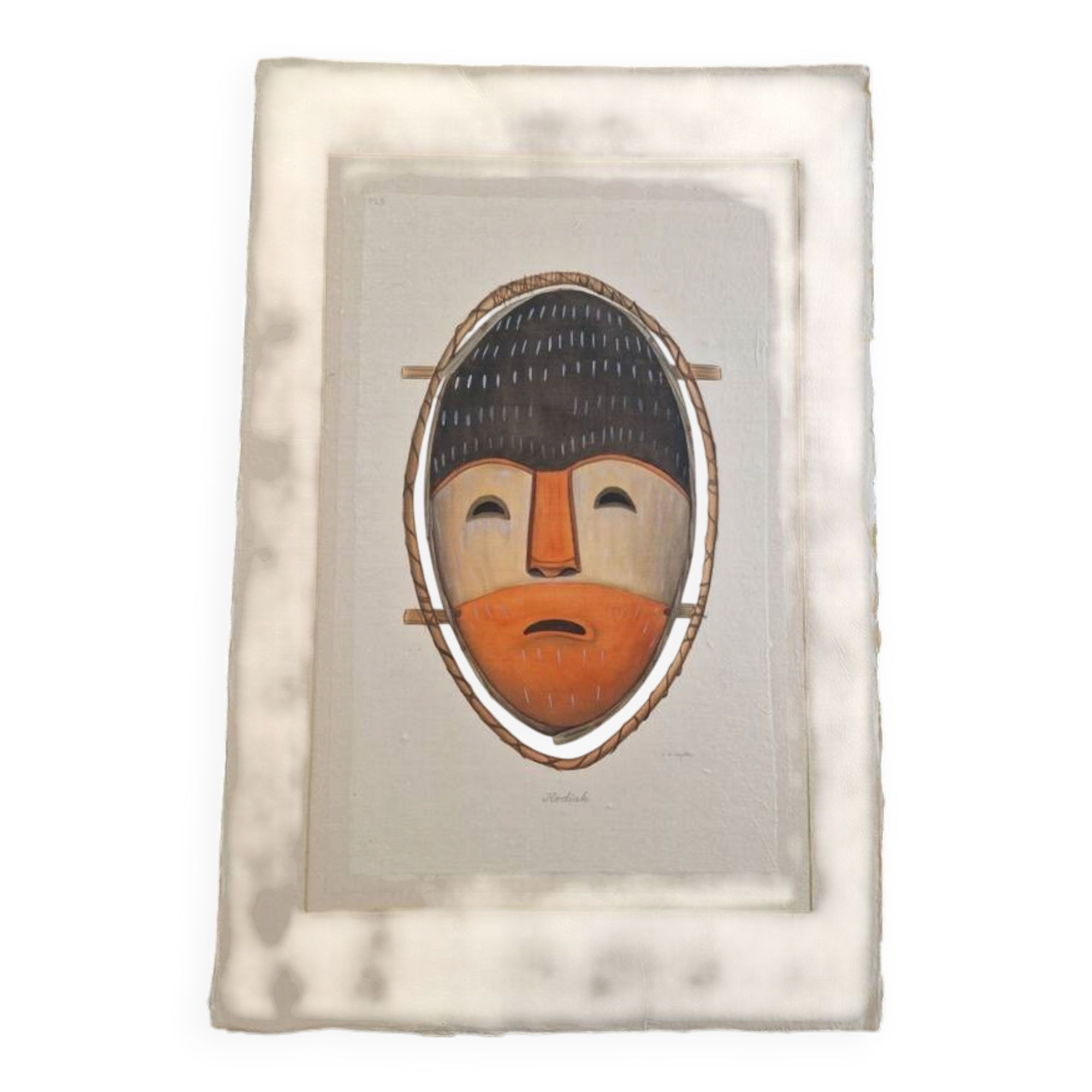 La Roche Laffitte (Born in 1943) - Watercolour drawing on silk - Mask