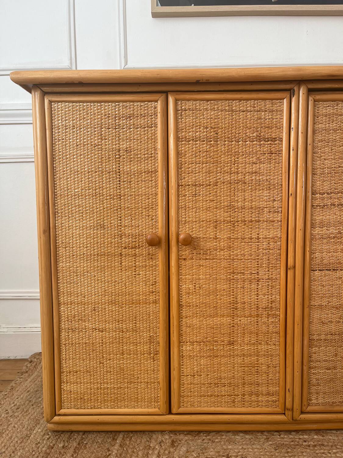 Vintage bamboo and rattan sideboard