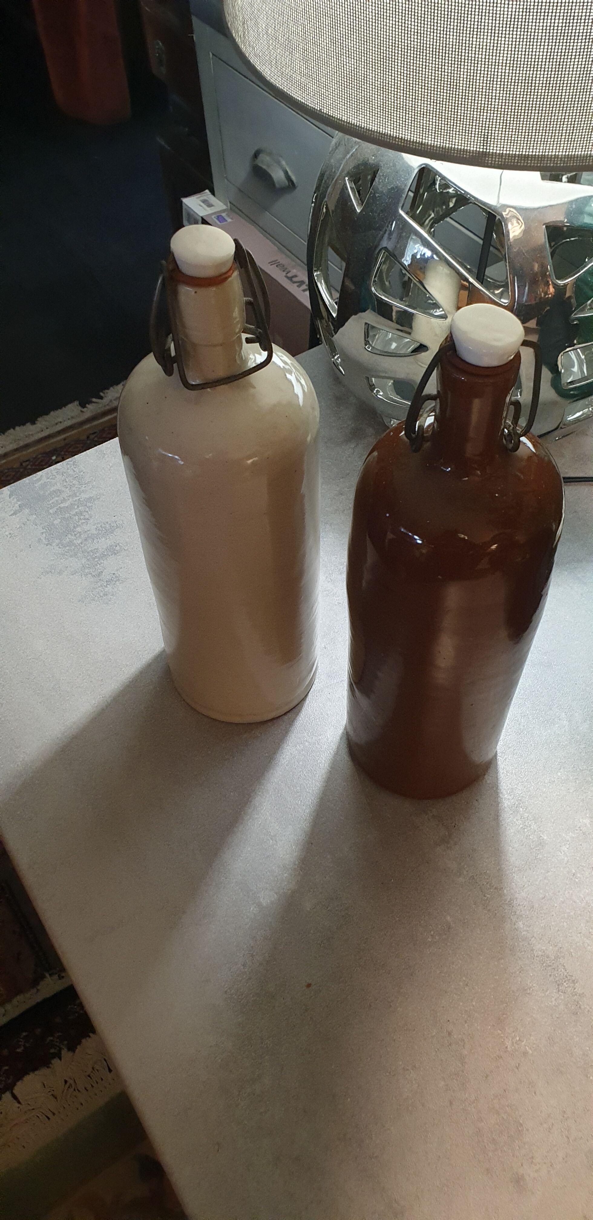 Enamelled terracotta bottles