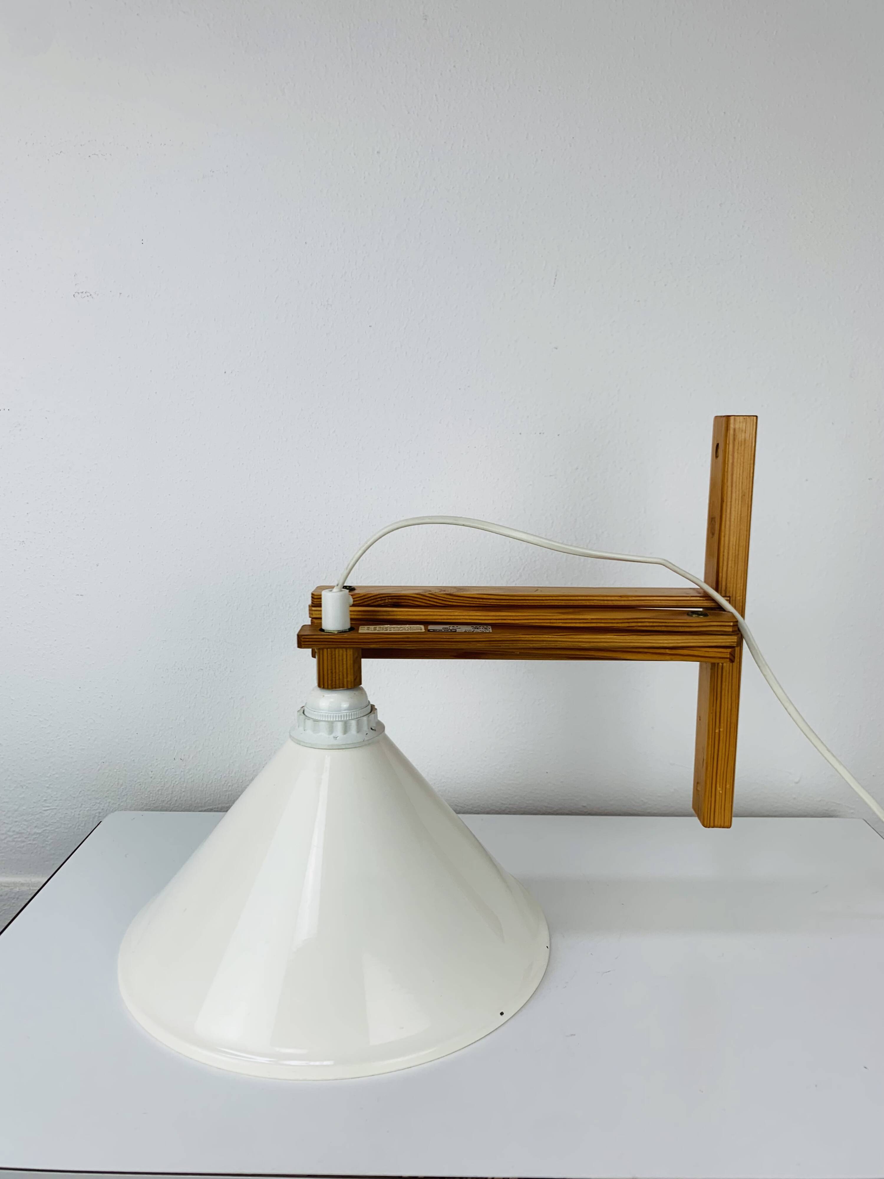 Vintage Ikea pine accordion folding wall lamp, 1980s