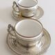 Victorian Alpaca Silver Tea or Coffee Pair of Cups and Plates, England 19th C.
