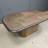 Brutalist slate stone coffee table, 1980s