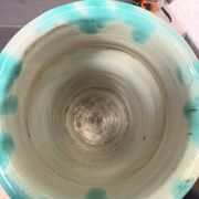 Vintage Glazed Geometric Ceramic Vase Green Blue West Germany 1960 Bay