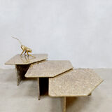 Vintage Italian marble low pull-out table