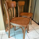 Pair of curved wooden bistro chairs