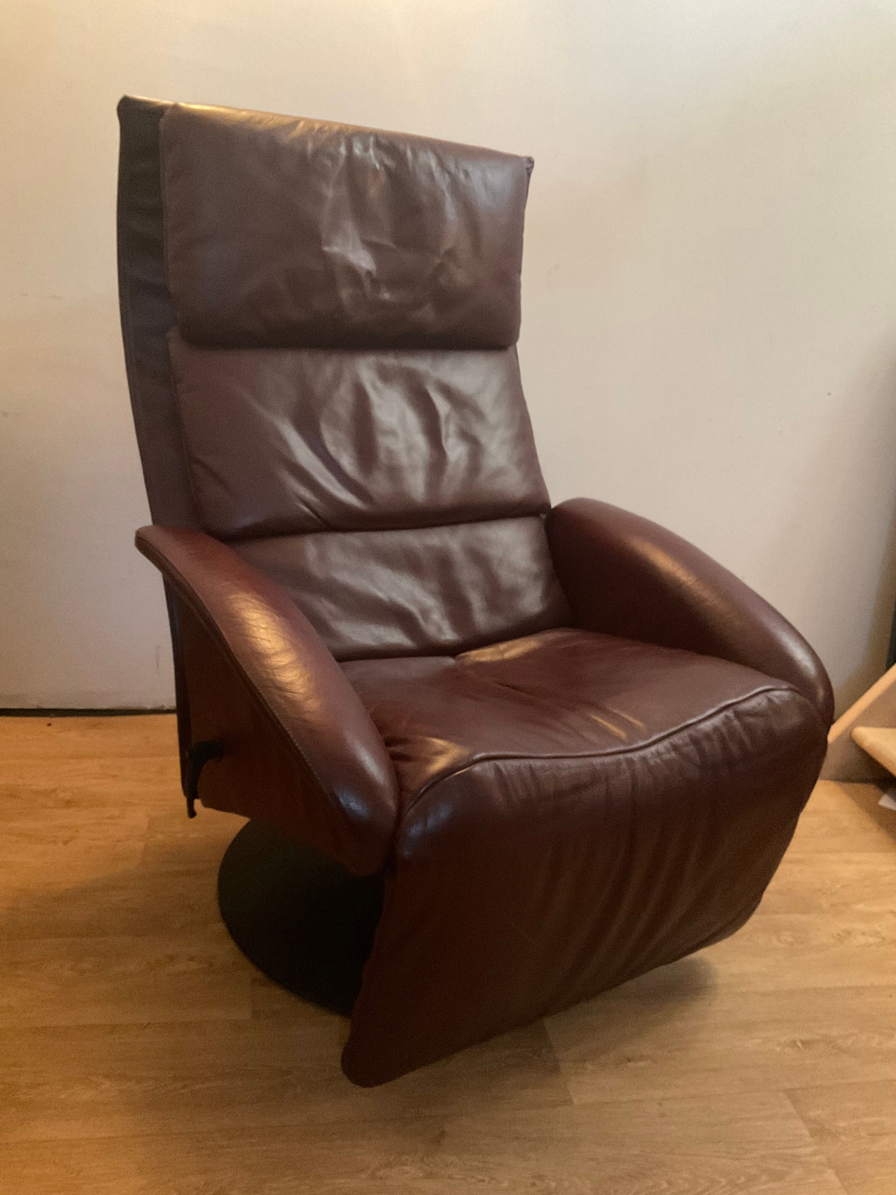 Fauteuil relax Jori des années 70 80 en cuir