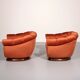 Chaises longues italiennes des années 1950 en velours cuivré orange.