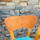 Set of 4 vinyl and wood chairs