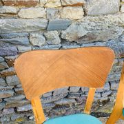 Set of 4 vinyl and wood chairs