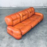 Mid-Century Modern Italian Leather 3-Seater Sofa, 1970s