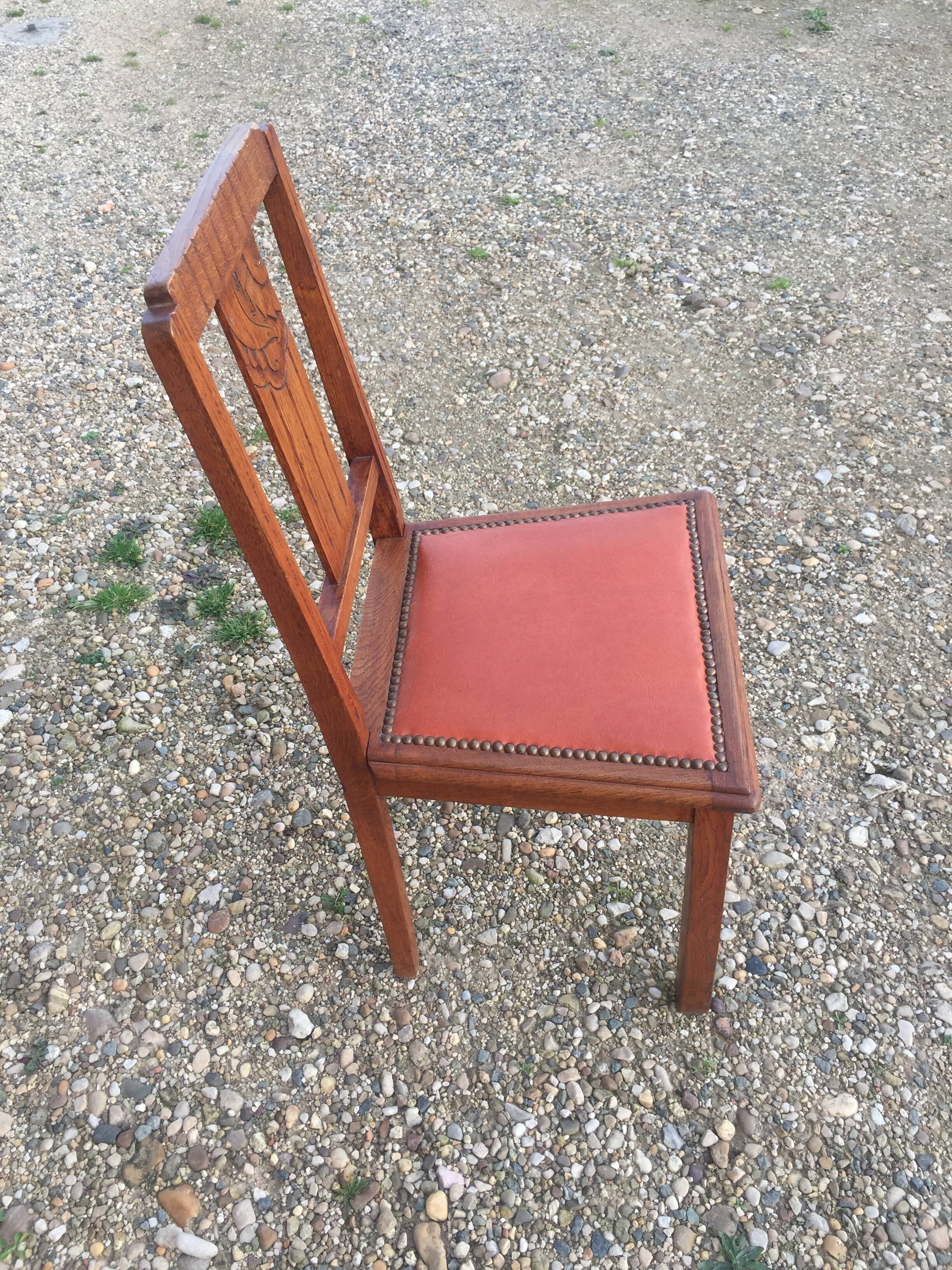 Set de 8 chaises art déco en chêne