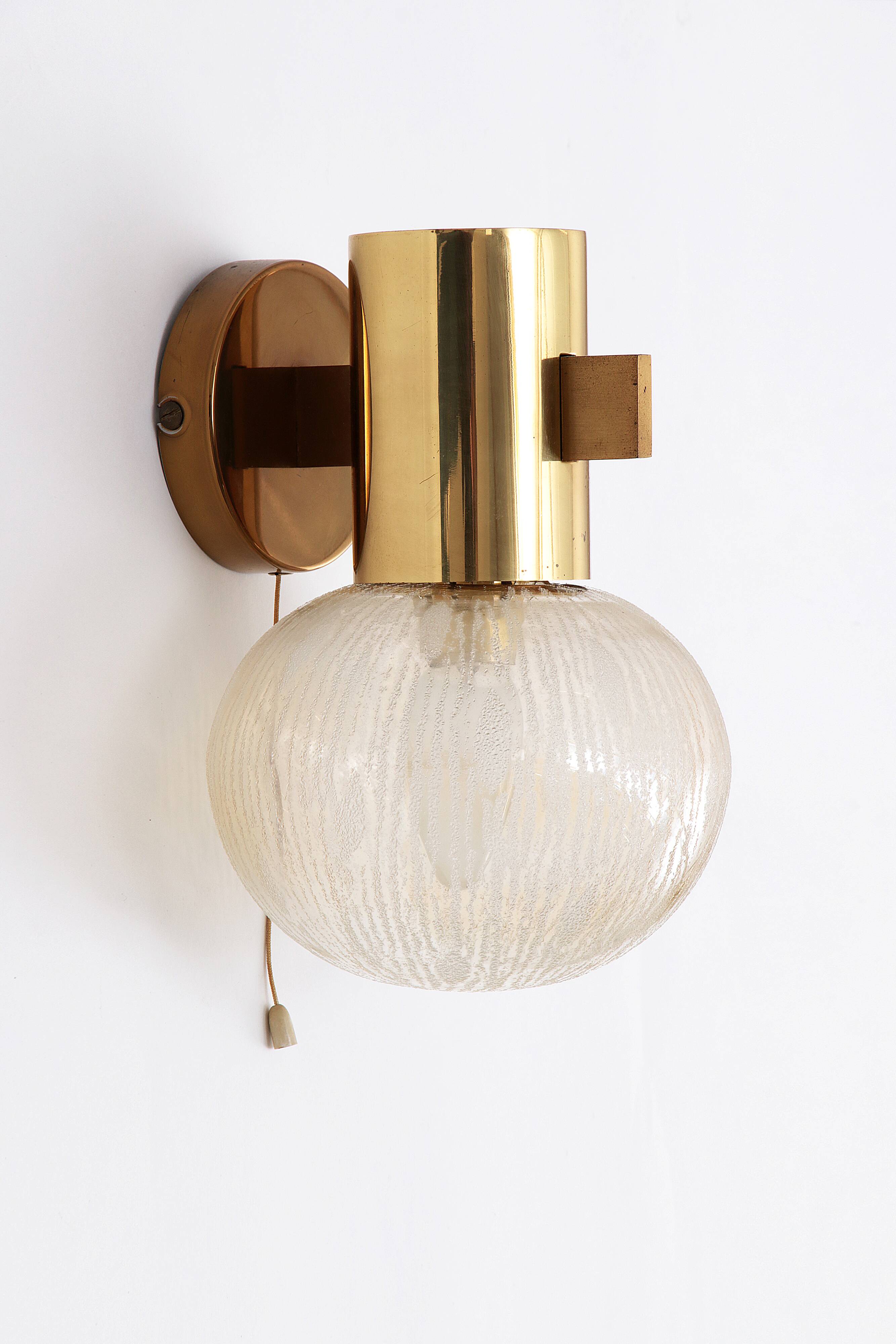 Hans-Agne Jakobsen brass wall lamp with glass Sweden 1960
