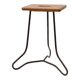 Tabouret industriel moderniste à lattes fendues en fer et chêne, France vers 1910