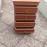 Weekly organizer in solid cherry, 5 drawers, classic Louis Philippe style