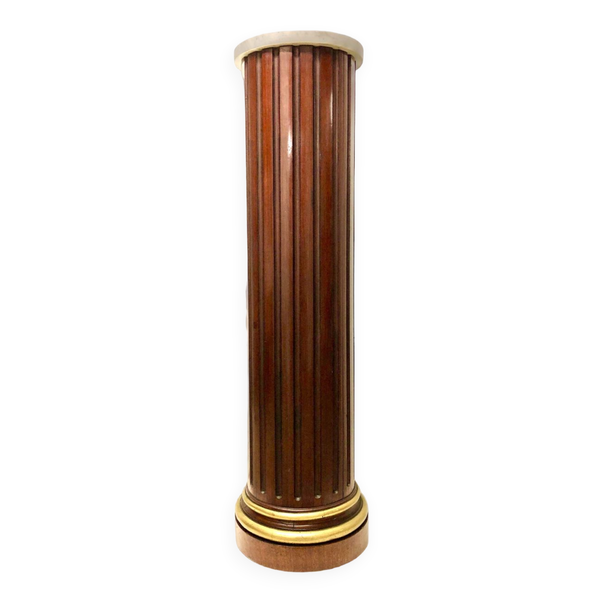 Neoclassical style fluted cylindrical column in mahogany and brass, 19th century