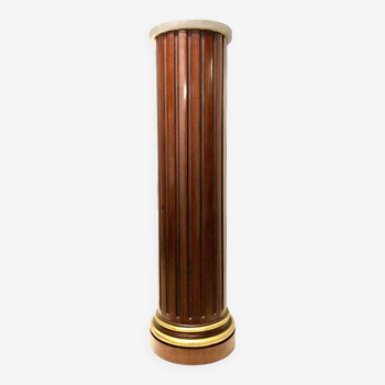 Fluted cylindrical column in mahogany and brass in neoclassical style 19th century