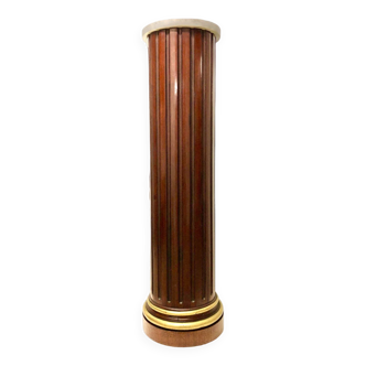 Fluted cylindrical column in mahogany and brass in neoclassical style 19th century