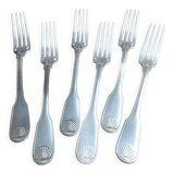 6 Christofle silver silver metal salad or dessert forks model Vendôme/Arcantia before 1983