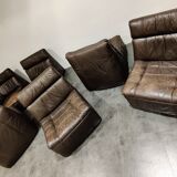 Vintage modular leather sofa by Rolf Benz 1970s