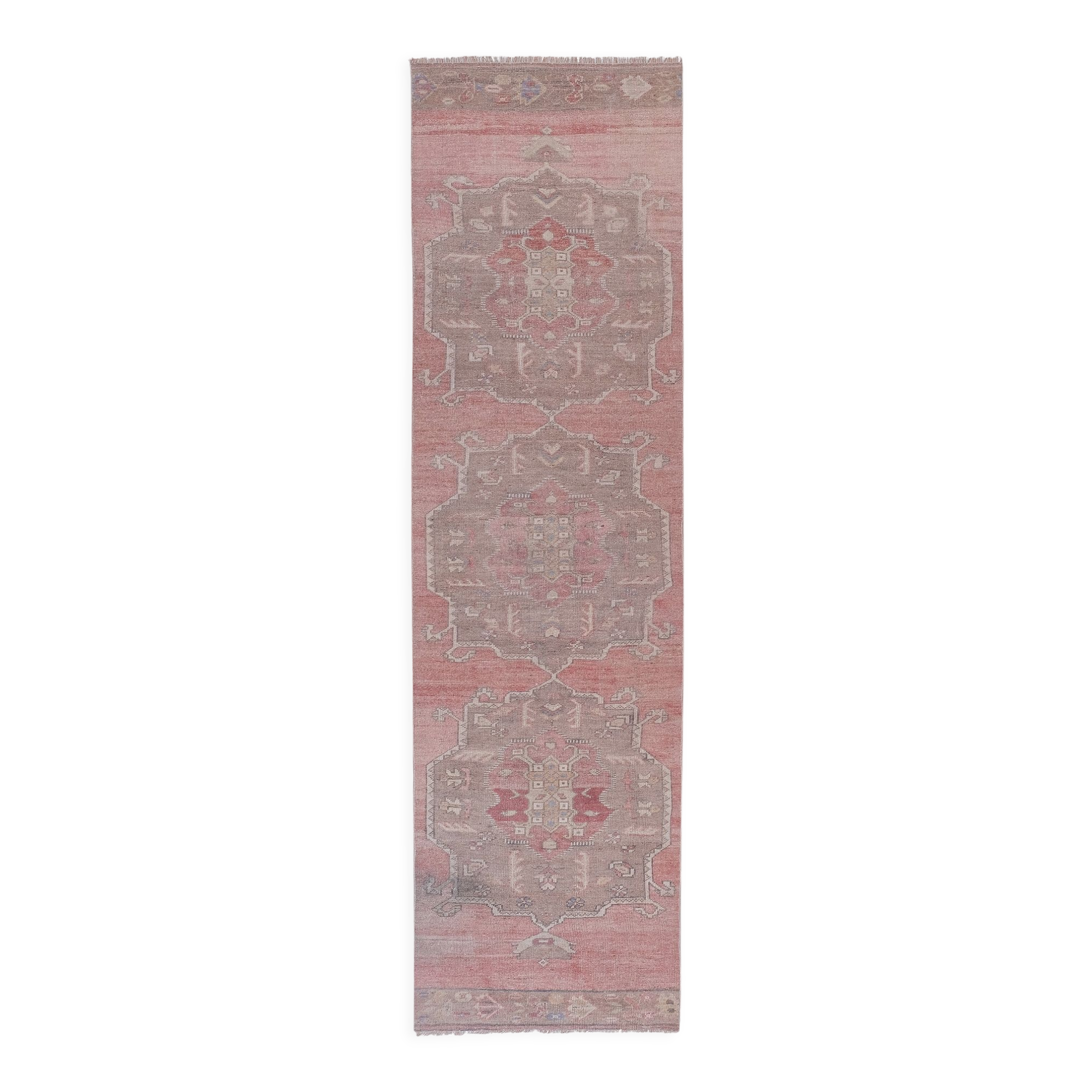 Vintage Turkish rug from Oushak, hand-woven 100x353 cm