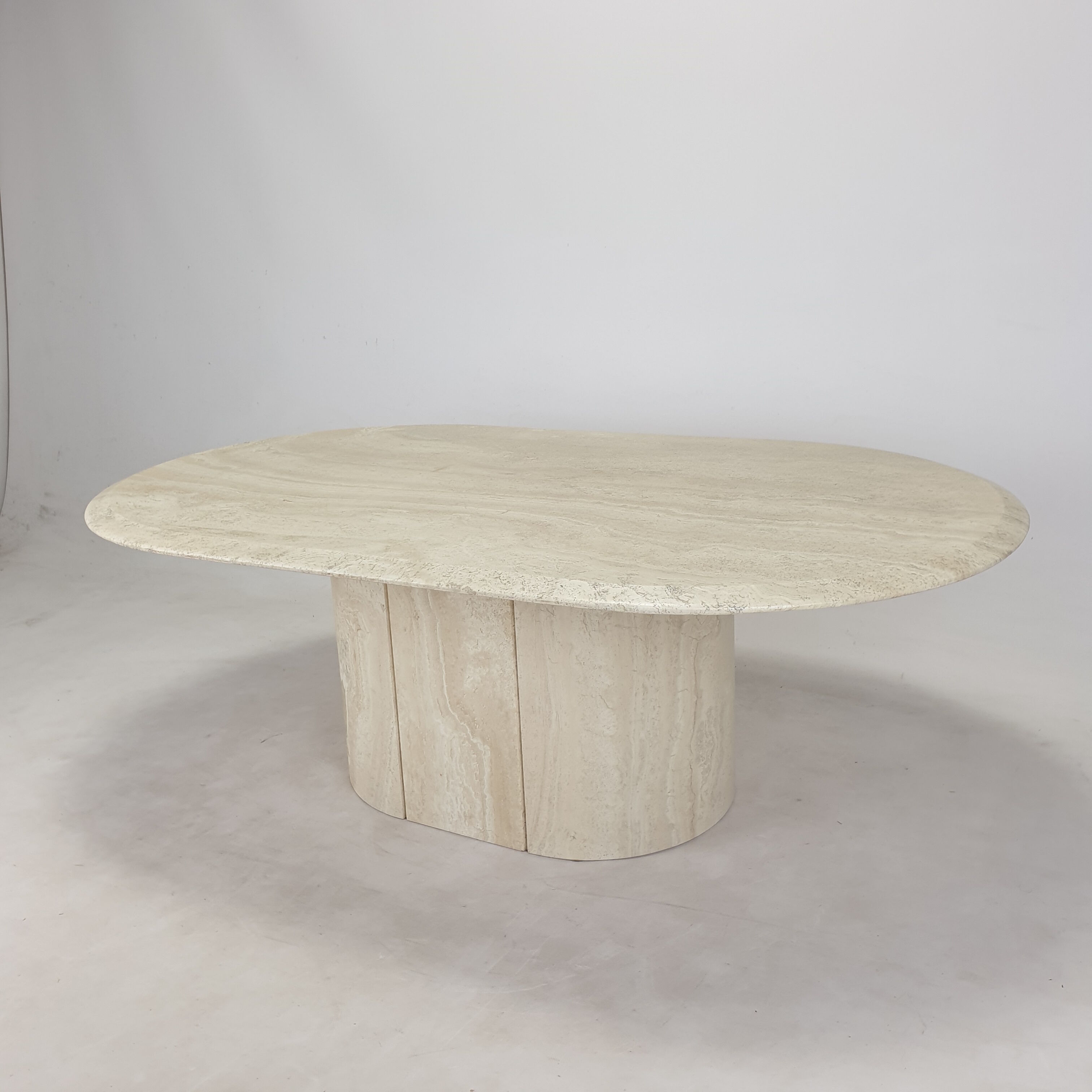Italian Oval Travertine Coffee Table, 1984