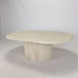 Italian Oval Travertine Coffee Table, 1984