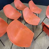 Ensemble de 8 chaises Guariche orange