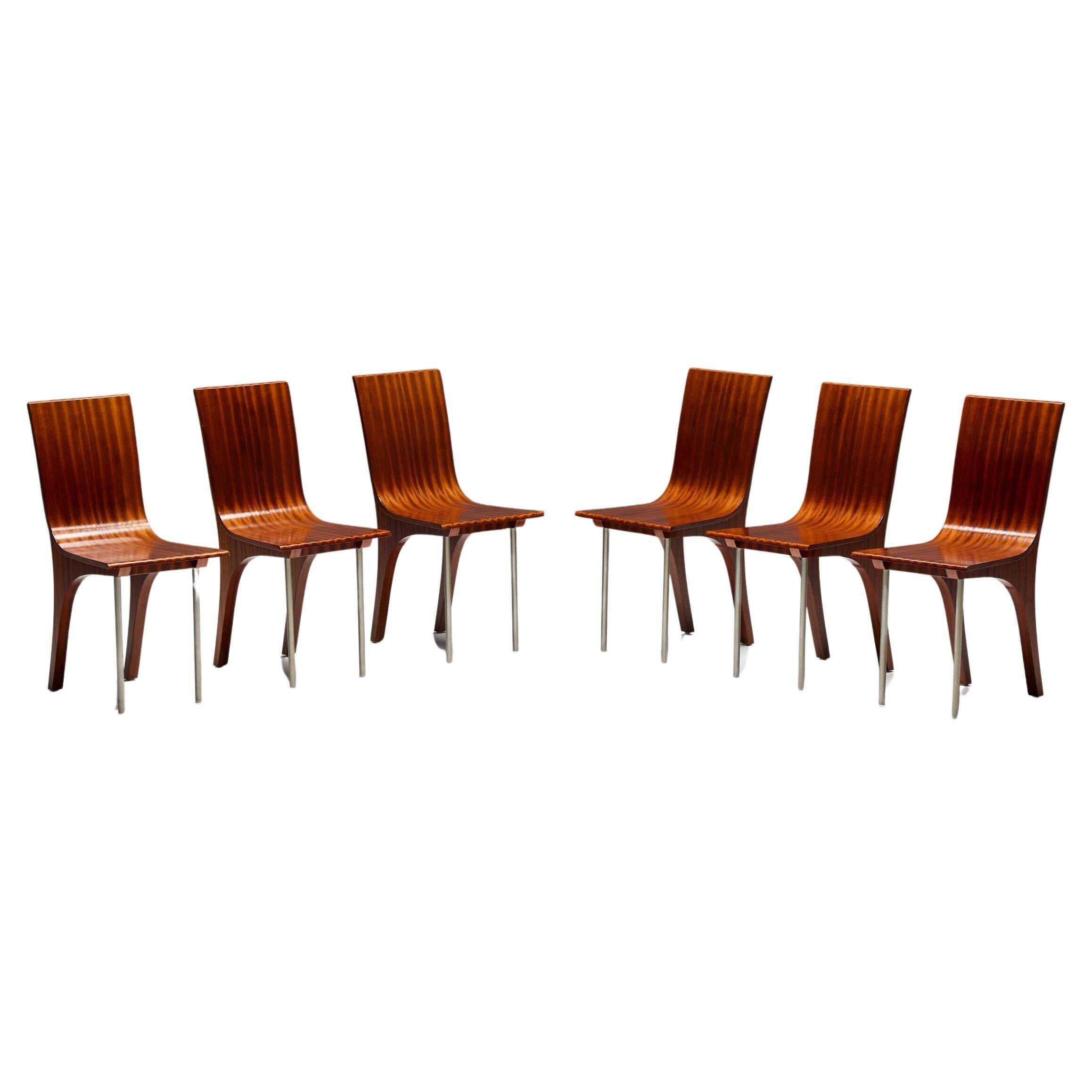 Postmodern Walnut Dining Chairs, Italy, 1980s