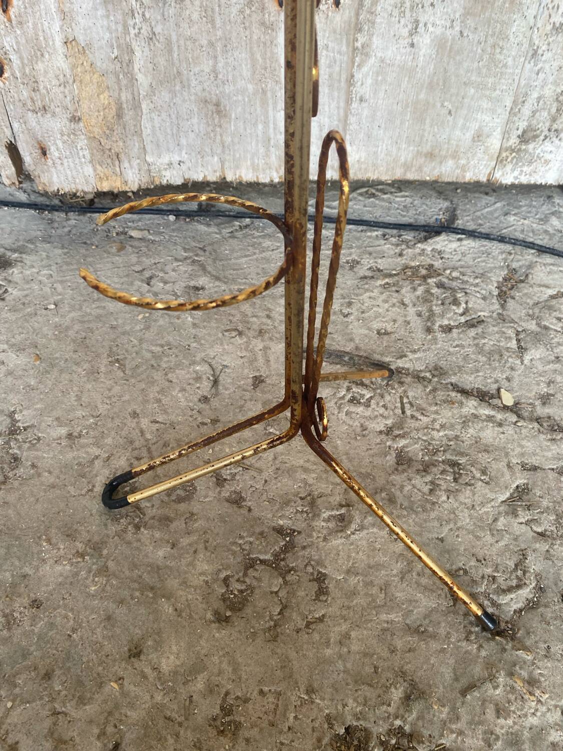 Vintage Golden Metal Stand Ashtray + Magazine Holder France