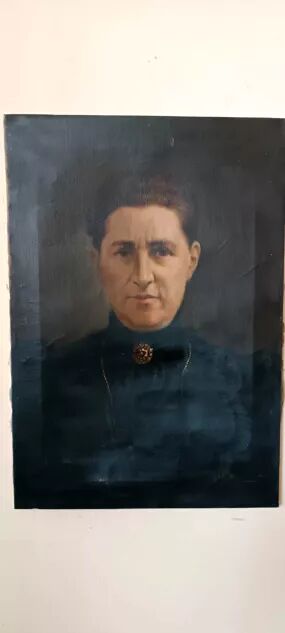 Antique painting from the early 1900s depicting a female portrait, signed by S.Bruno