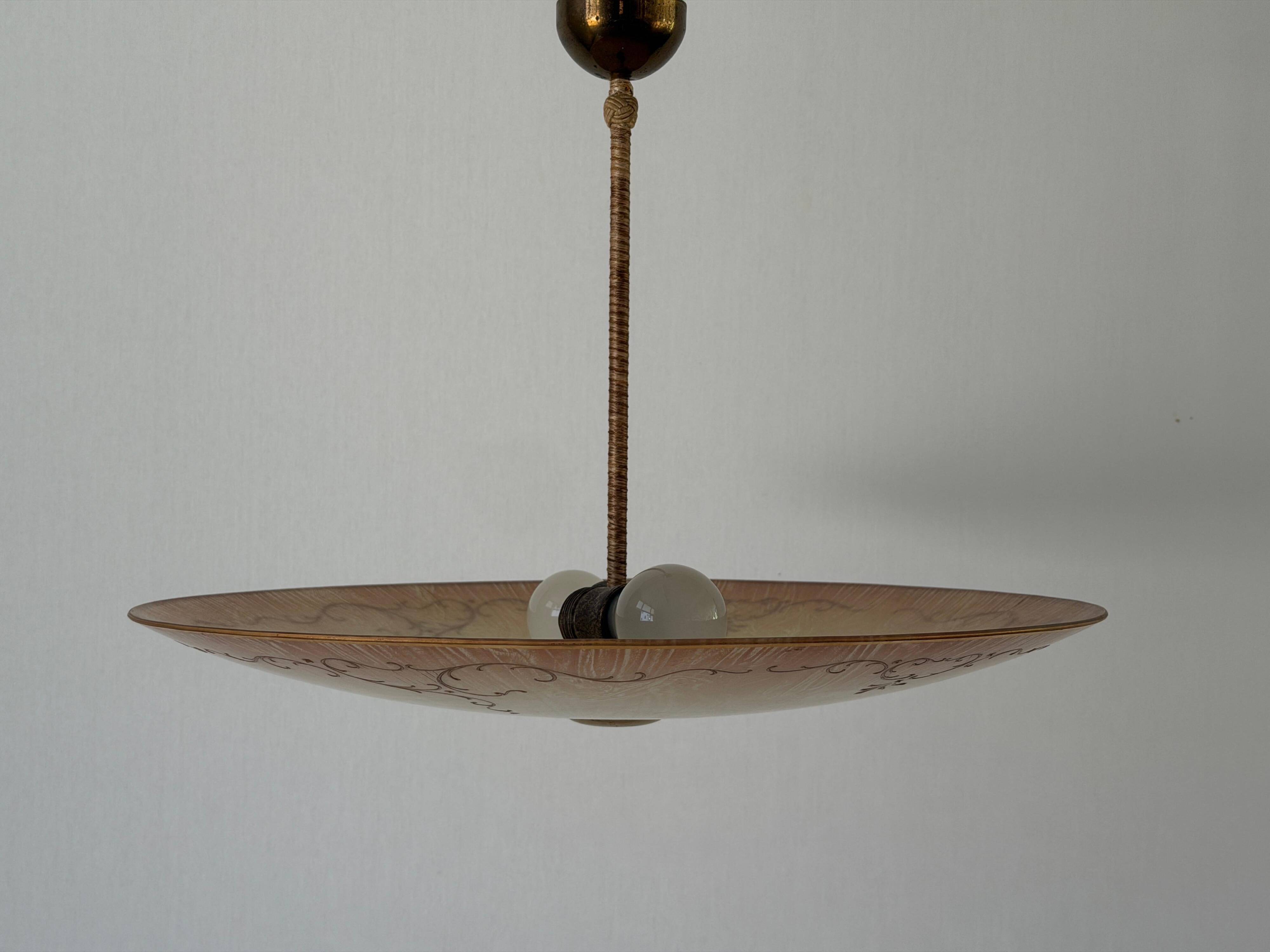 Art Deco ceiling light in pink gilded glass, 1940s, Germany