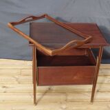 Mahogany service with flaps with removable glass top 67 x 46 cm