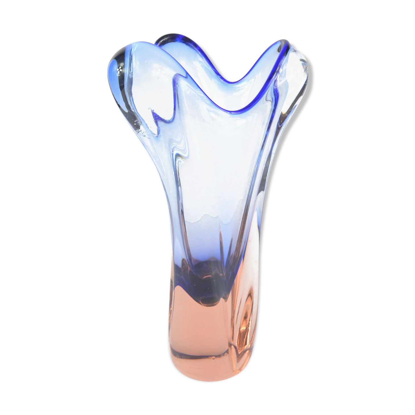 1960s organic modern vase, designed by J. Hospodka, Chribska Sklarna, Czechoslovakia