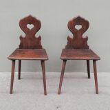 Pair of antique solid oak chairs