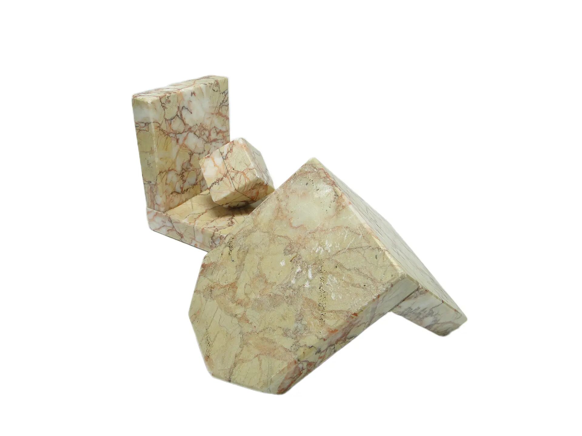 Pair of bookends, Art Deco, beige marble, Germany, 1930s.