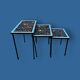 Trio of vintage nesting tables in mosaic and wrought iron