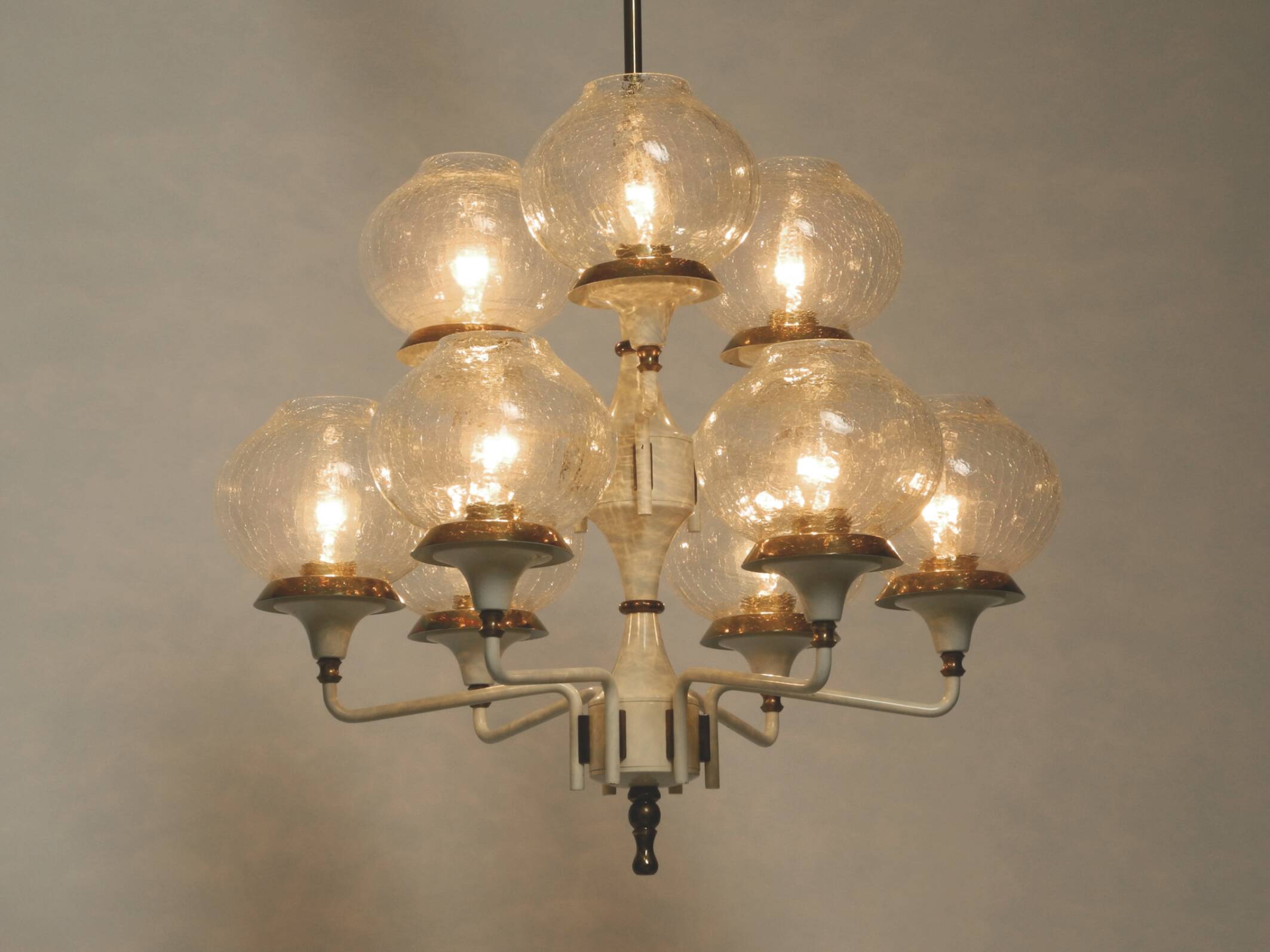Beautiful 1960s brass glass Tulipan ceiling lamp by Hans Agne Jakobsson