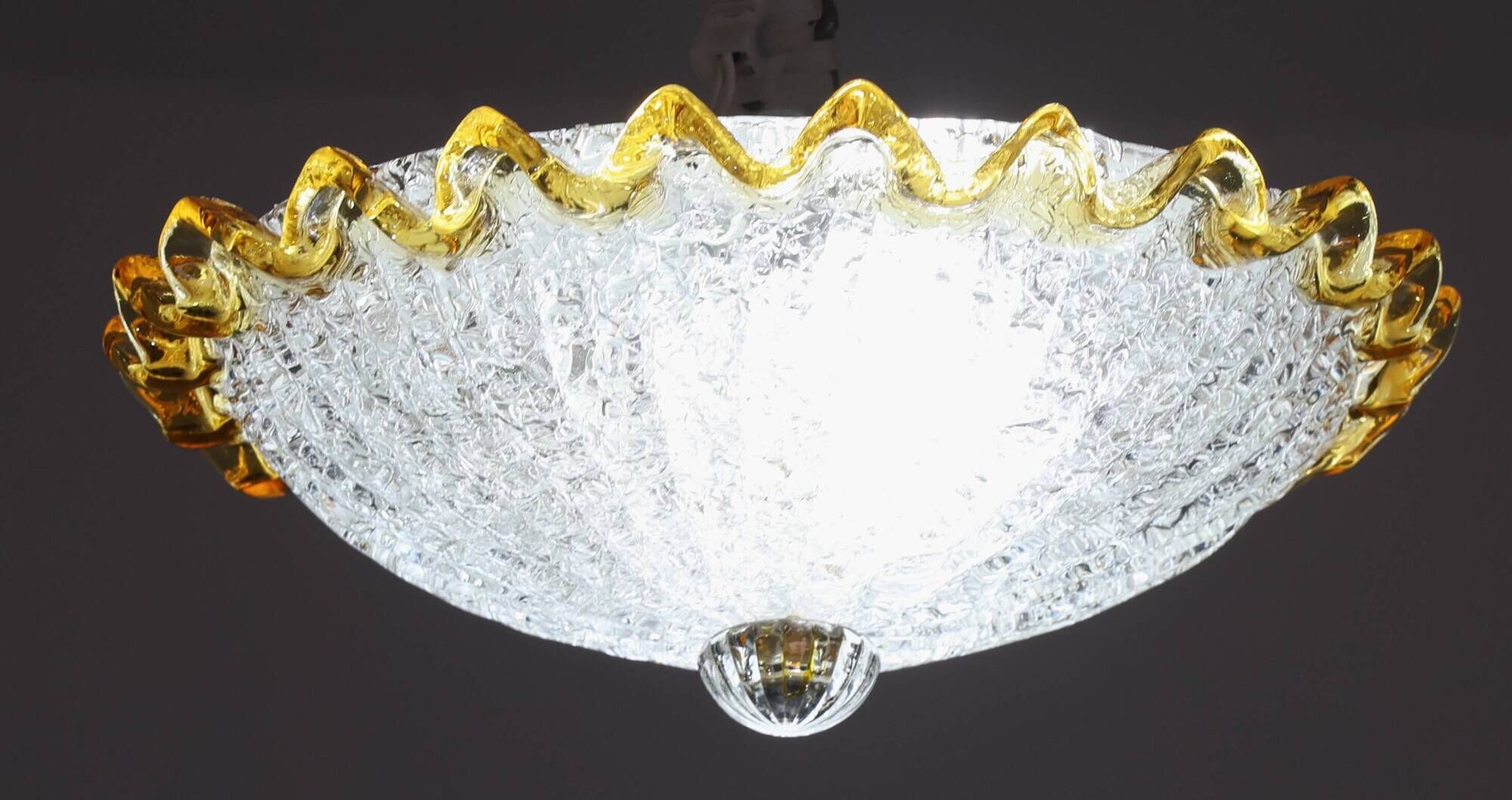 Italian Yellow Large Size Murano Glass Ceiling Fixture, Murano, 1980