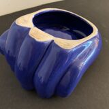 Ceramic ashtray, blue hand shape