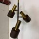 Lampadaire vintage moderniste marron et laiton à 3 spots, années 1960