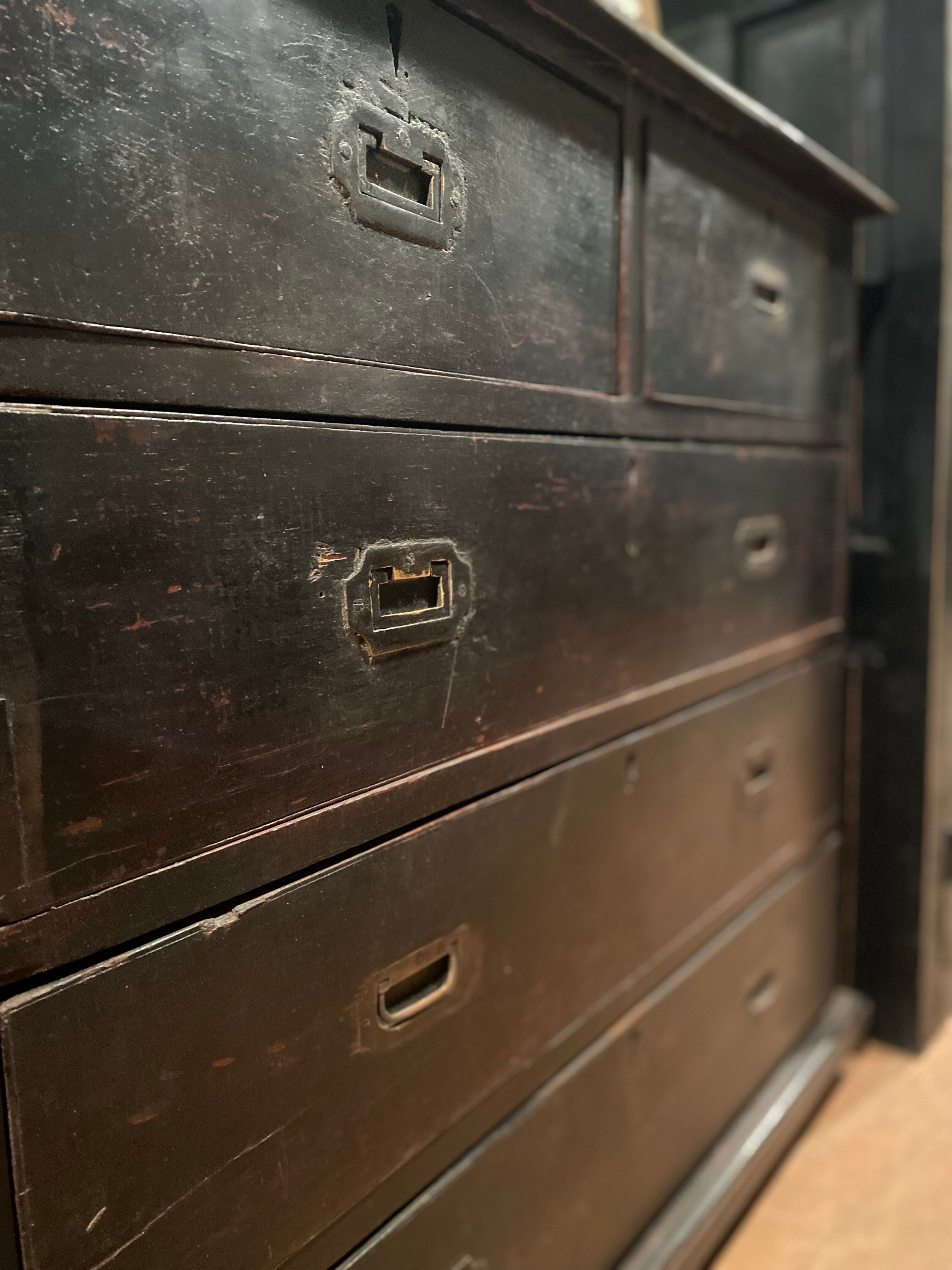 Teak officer's chest of drawers