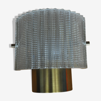 Scandinavian wall lamp, glass and brass, Carl Fagerlund, Sweden, 1965