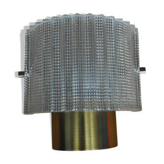 Scandinavian wall lamp, glass and brass, Carl Fagerlund, Sweden, 1965