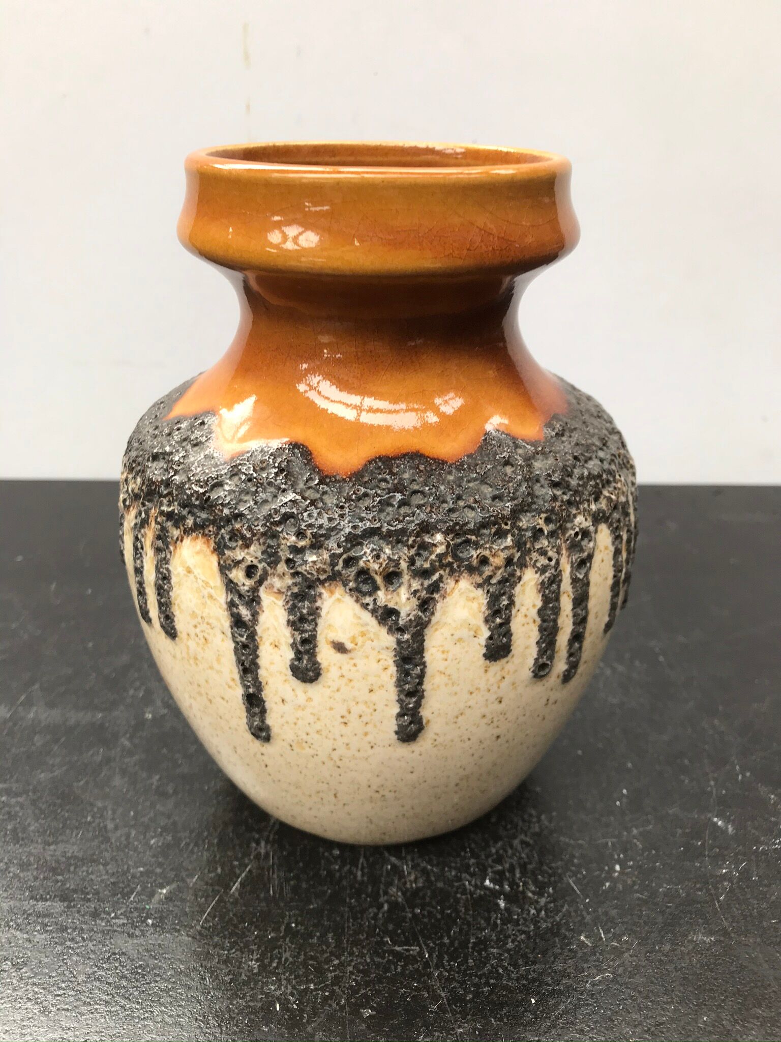 Former beige brown ceramic vase