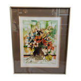 Lithograph by Claude Sauzet "Bouquet" from 1983